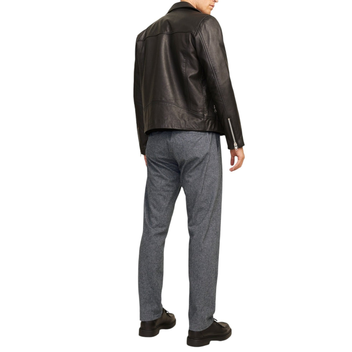 Jack & Jones — Men's gray herringbone relaxed pants — view 2