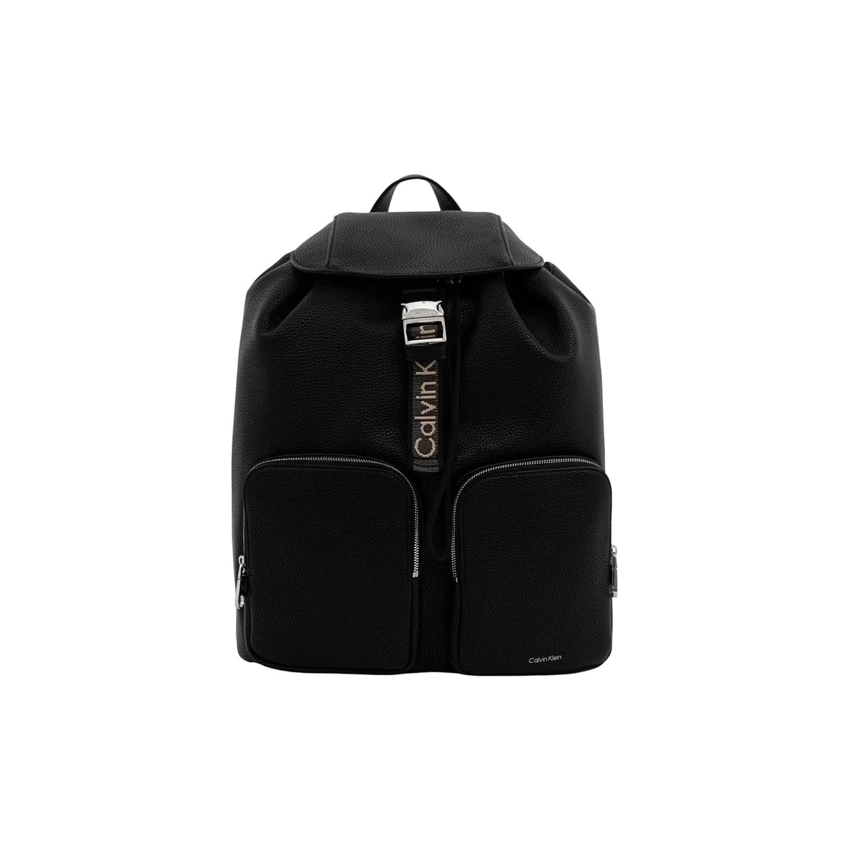 Calvin Klein — Sac noir réf. WEBBING STRAP FLAP B?ACKPACK femme