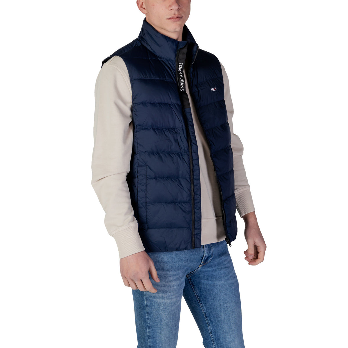Tommy Jeans — Doudoune sans manches à drapeau brodé bleue homme — vue 3