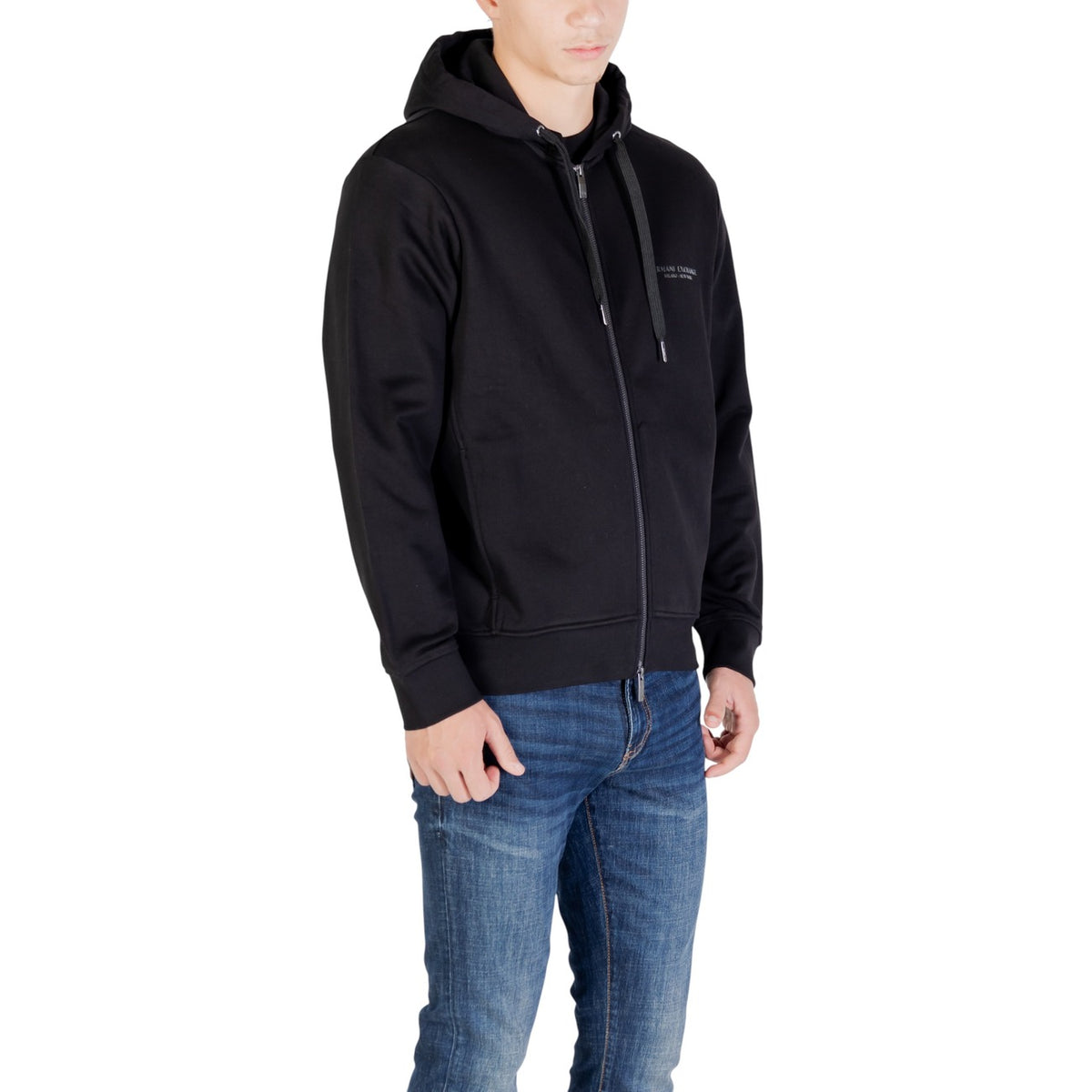 Armani Exchange — Sweat en coton noir homme — vue 4
