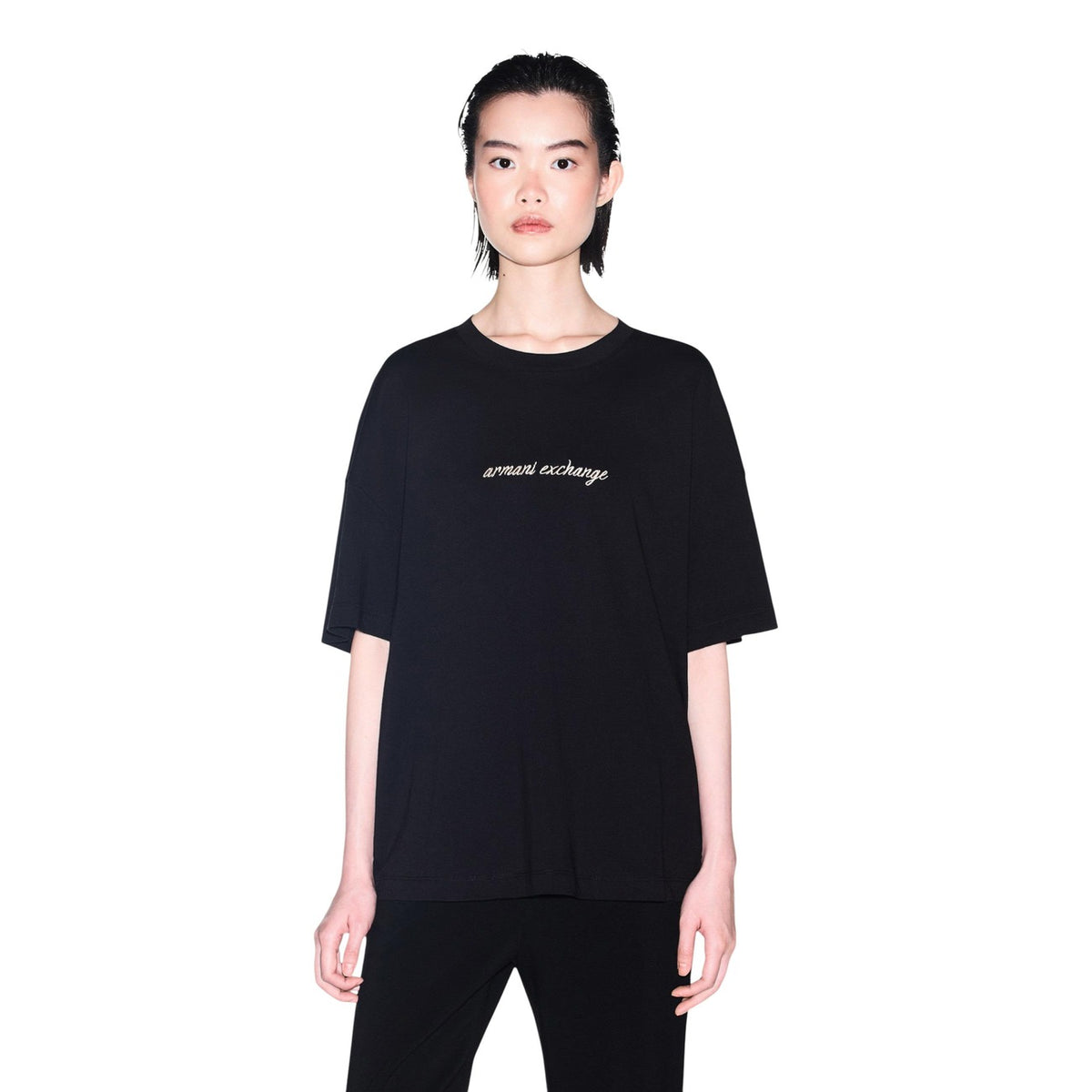 Armani Exchange — T-shirt en coton noir femme