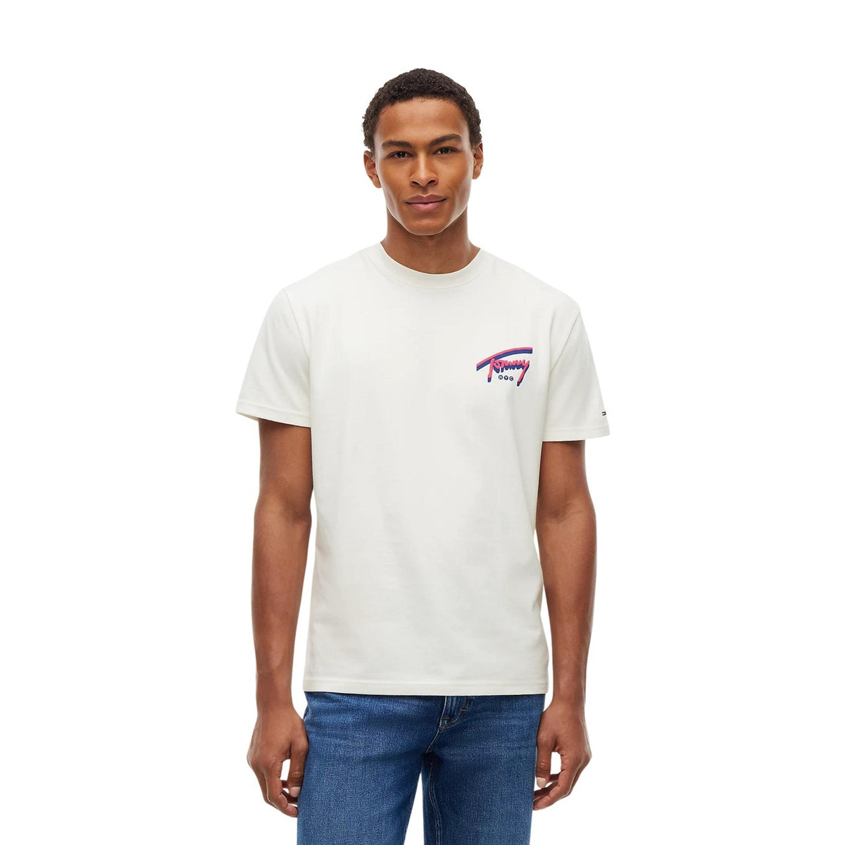 Tommy Jeans — T-shirt blanc à imprimé en coton bio homme