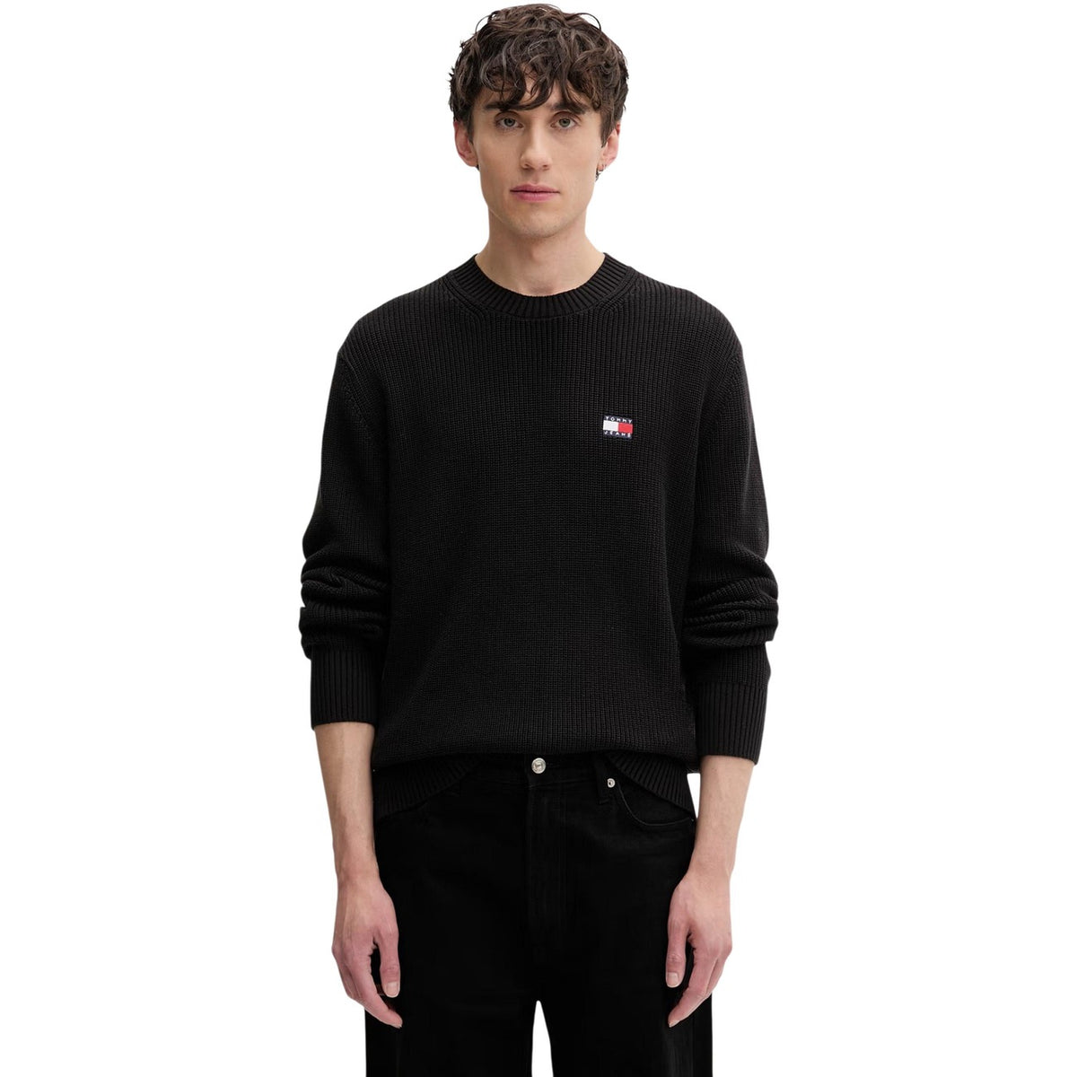 Tommy Jeans – Schwarzer Bio-Baumwollpullover mit Rundhalsausschnitt für Herren