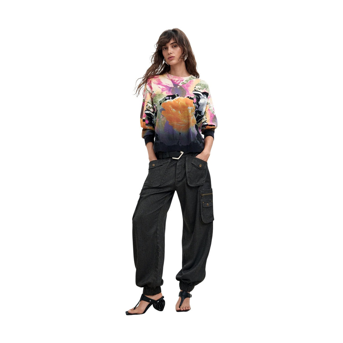 Desigual — Pull Rose Dégradé Lacroix noir femme — vue 2