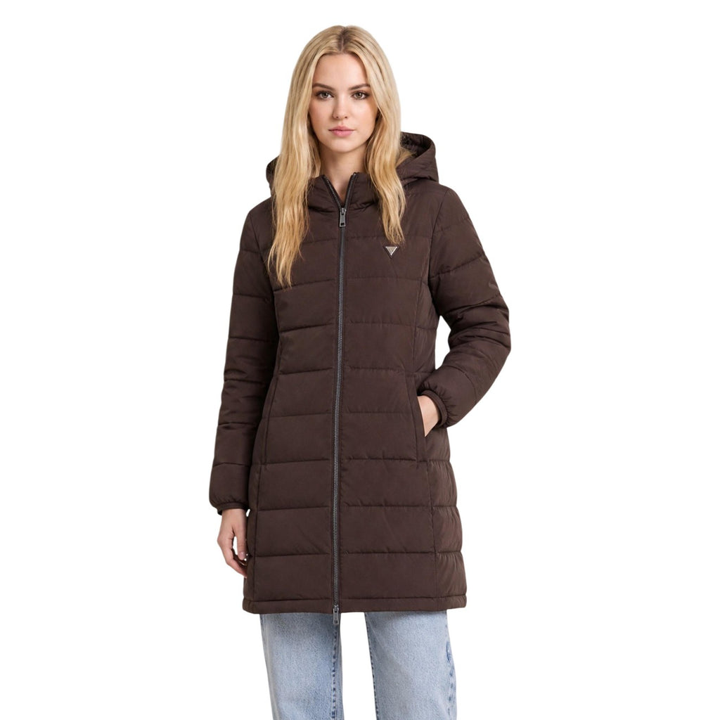 Guess — Veste New Aleta Long Puffe femme - coloris marron