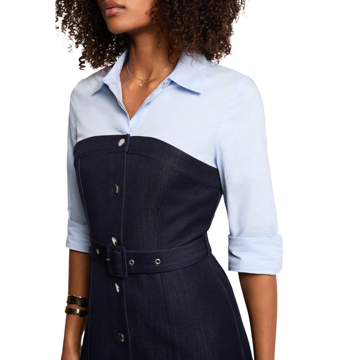 Morgan — jurk rond hals blauw voor dames — afbeelding 4