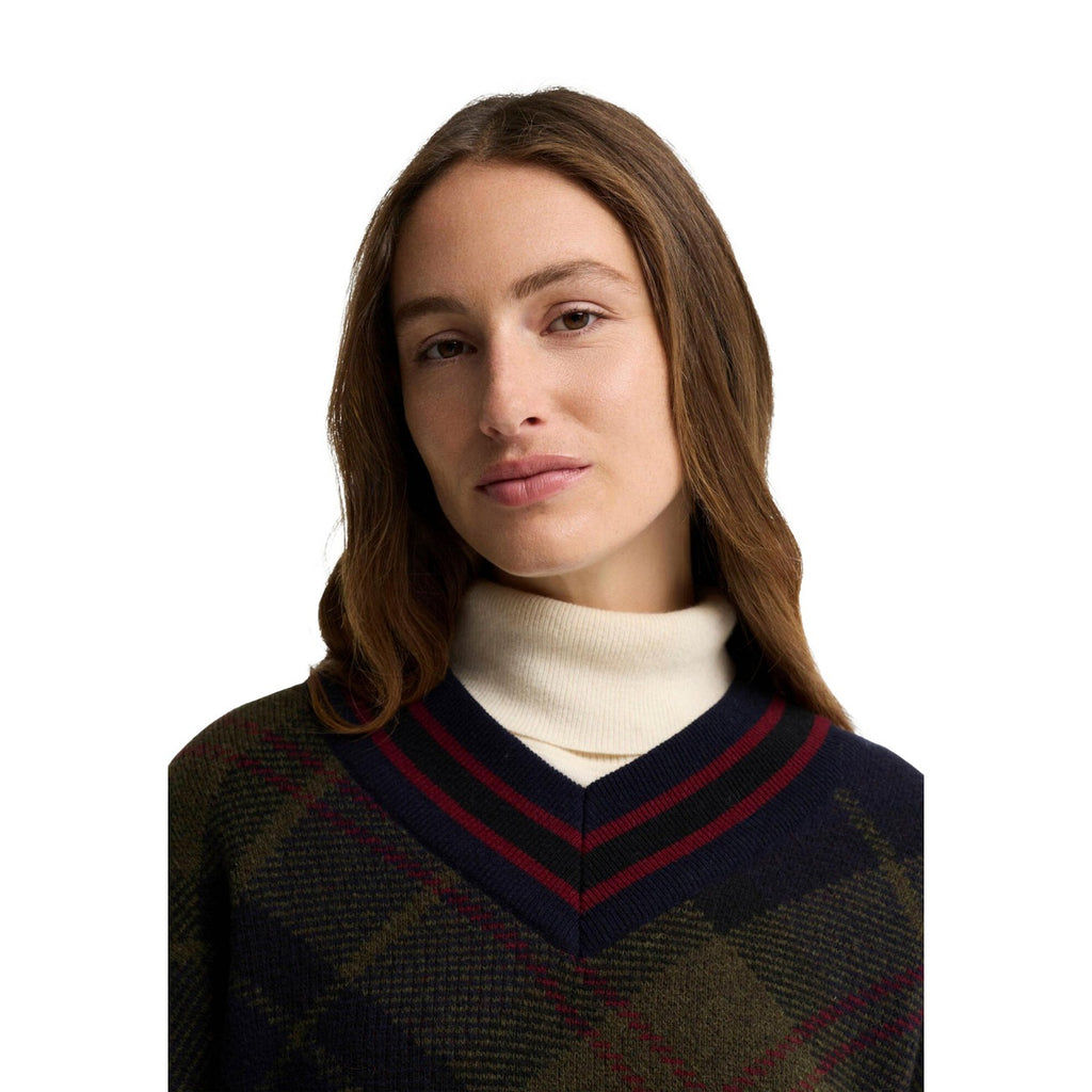 Barbour — Grüner Shae Damenpullover mit V-Ausschnitt — Ansicht 5
