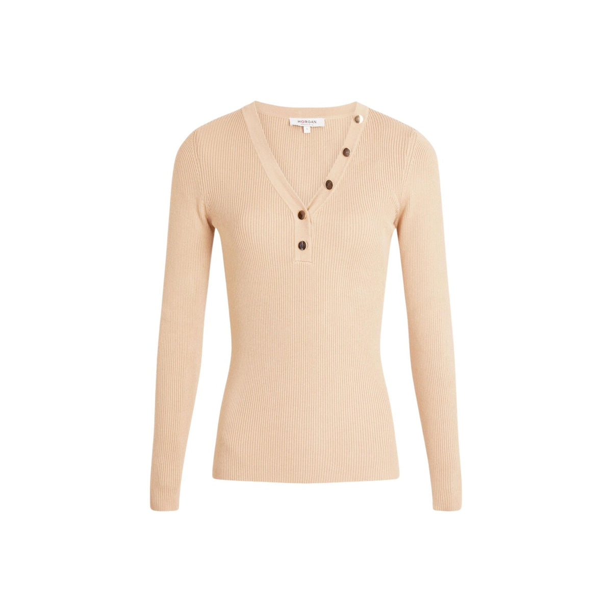 Morgan — Damen-V-Ausschnittpullover in Beige — Ansicht 4