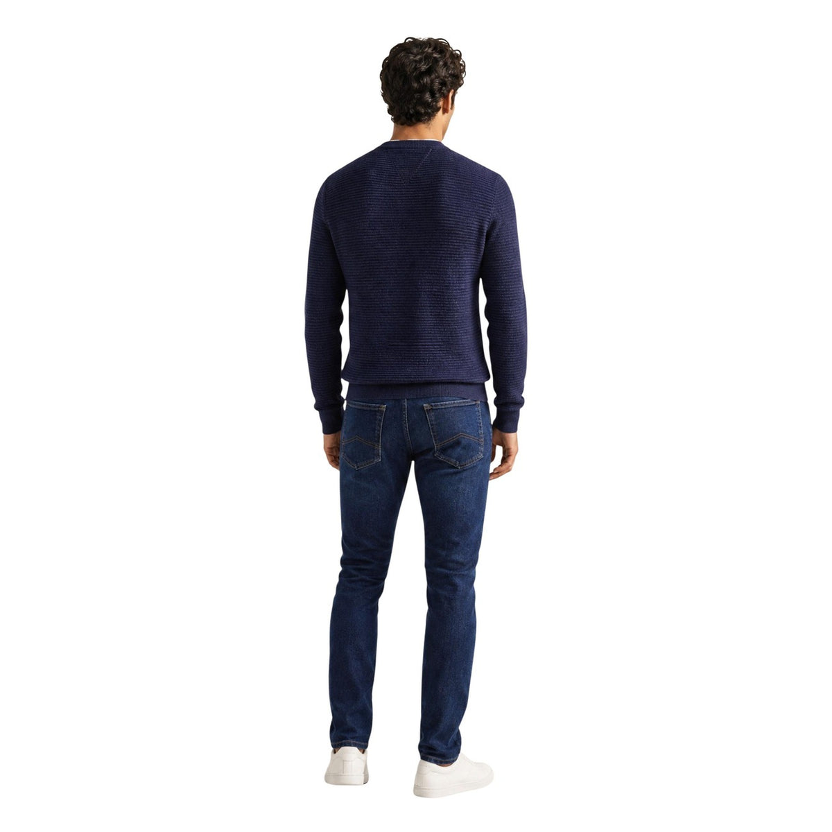 Tommy Hilfiger — Heren trui met ronde hals van katoen en kasjmier blauw — afbeelding 3