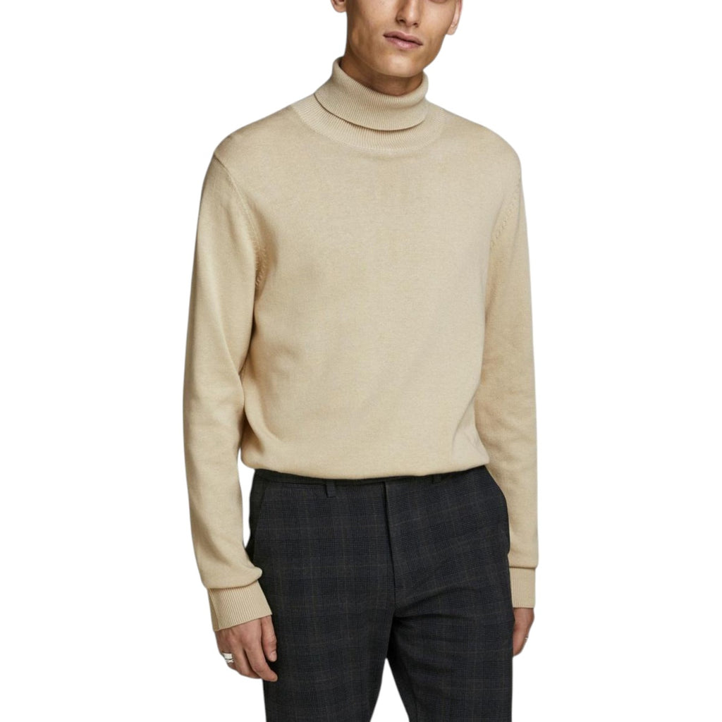 Jack & Jones — Emil beige turtleneck sweater for men — view 3