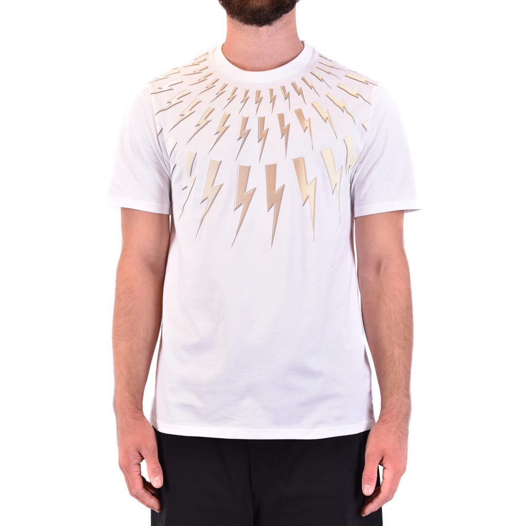 Neil Barrett — T-shirt imprimé blanc en coton homme