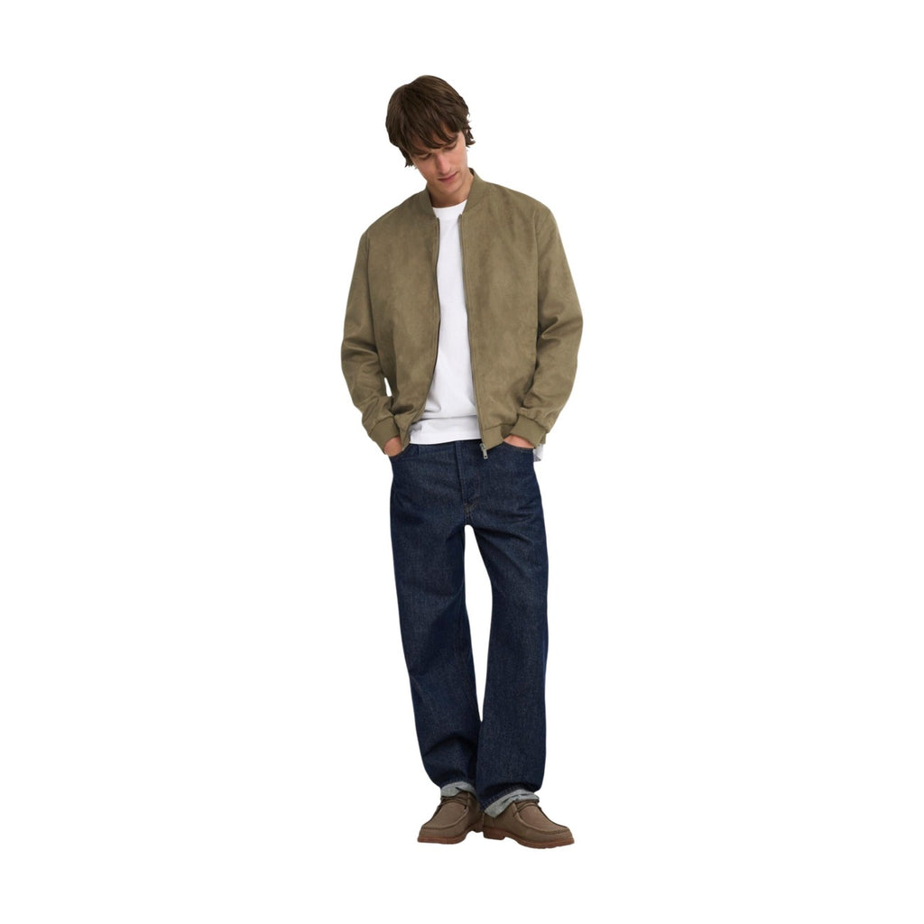 Only & Sons — Bomber Lucas effet daim vert homme — vue 2
