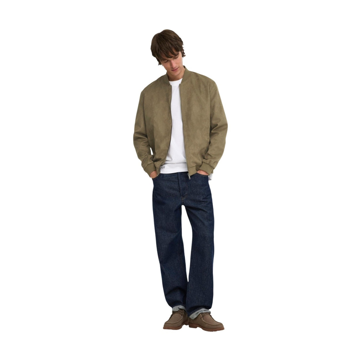Only & Sons — Bomber Lucas effet daim vert homme — vue 2