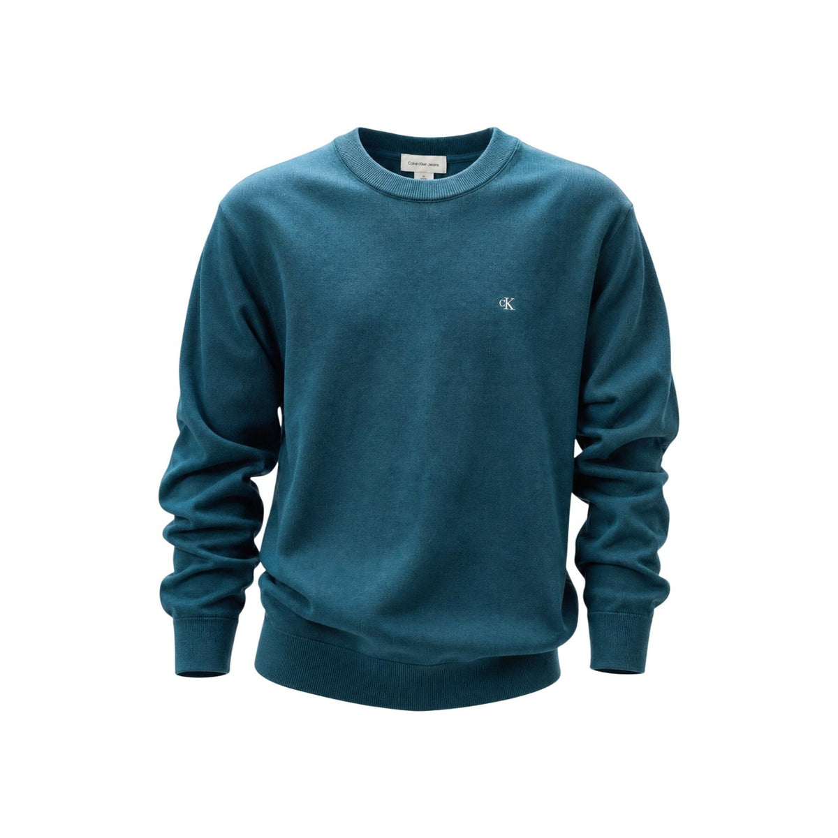 Calvin Klein Jeans — Langarm-Pullover EZ Cotton Crewneck für Herren, grün — Ansicht 4