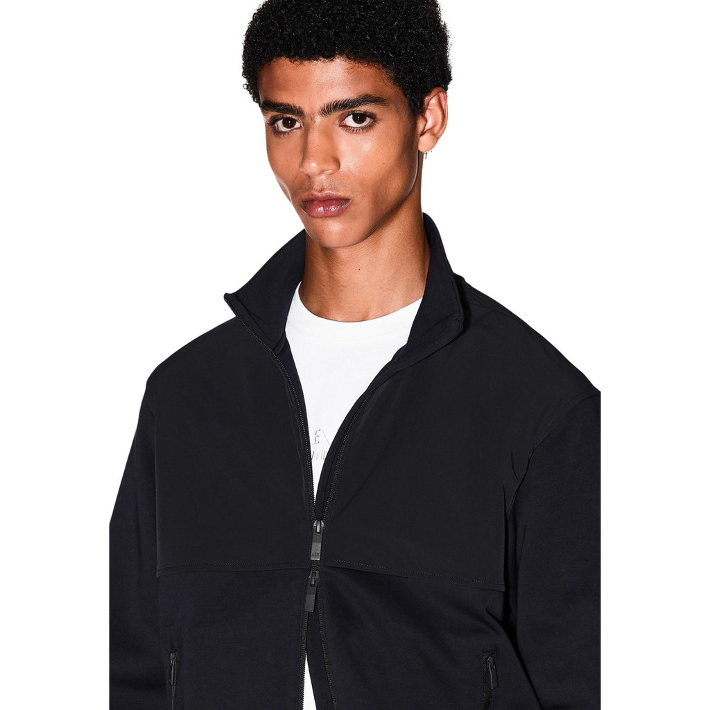 Armani Exchange — Zwarte stretch katoenen sweater voor heren — afbeelding 4