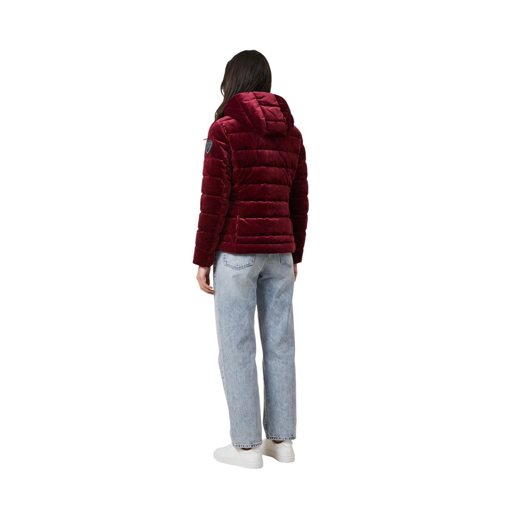 Blauer — Velly down jacket in burgundy velvet for women — view 3