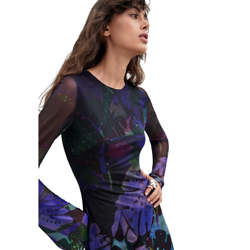 Desigual — Kleid Leafs Lacroix violett für Damen — Ansicht 3