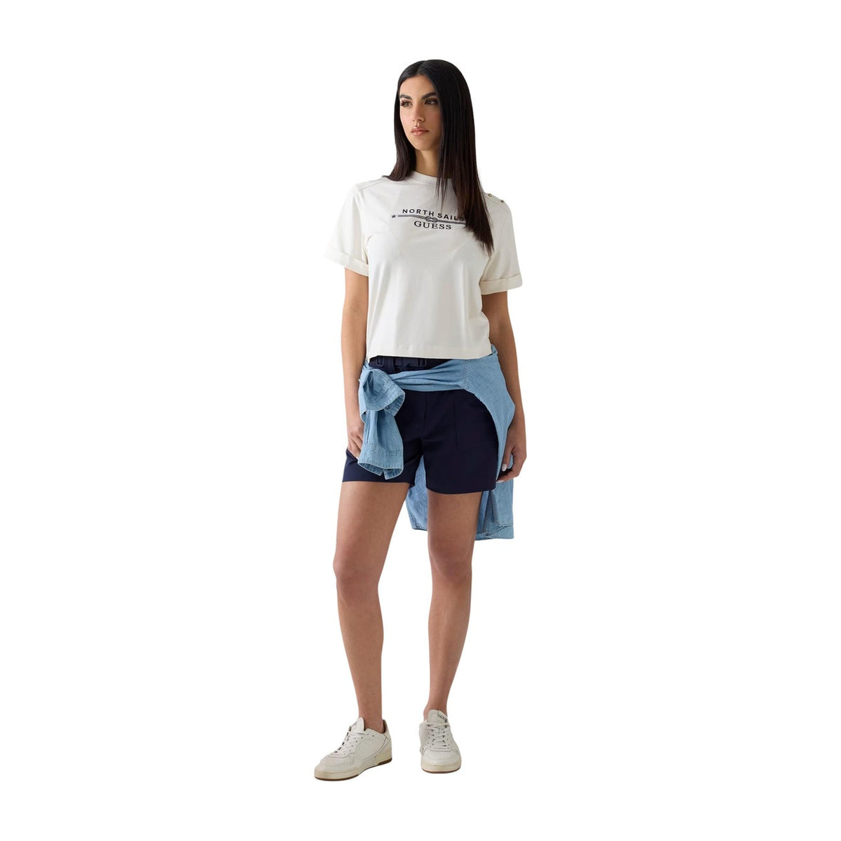 Guess — T-shirt Guessxns Logo Tee femme - coloris blanc — vue 3