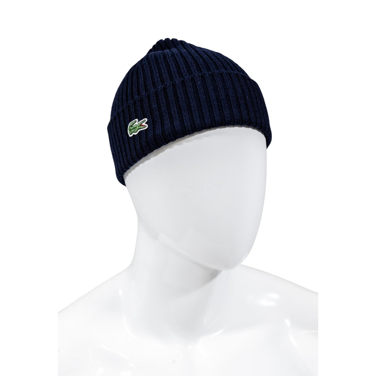 Lacoste — Bonnet côtelé RB0001 en laine — vue 4 — Bleu marine