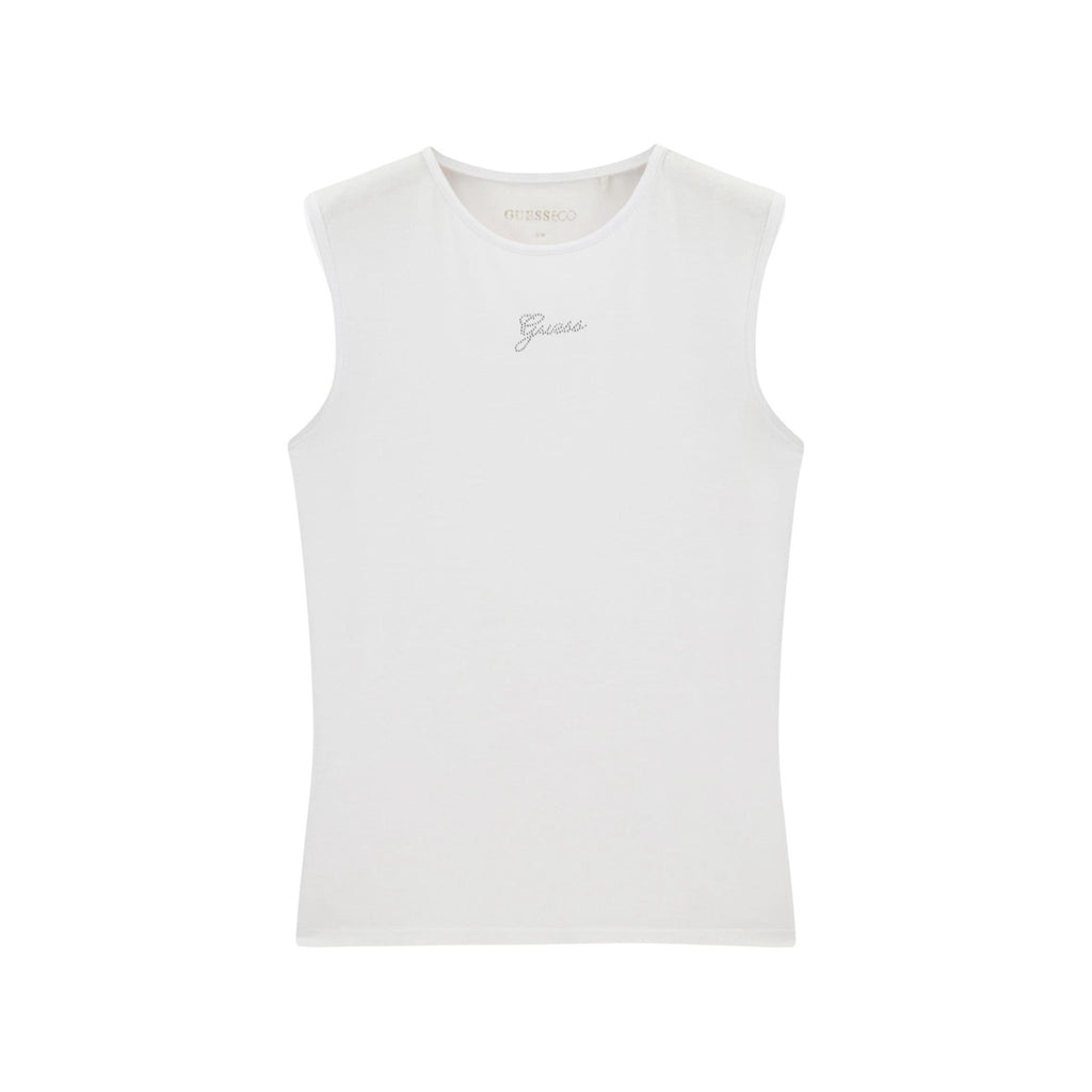 Guess — Ärmelloses Damen-Top mit Mini-Logo, weiß — Ansicht 2