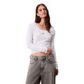 Calvin Klein Jeans – Weißes Langarm-Stretch-T-Shirt für Damen