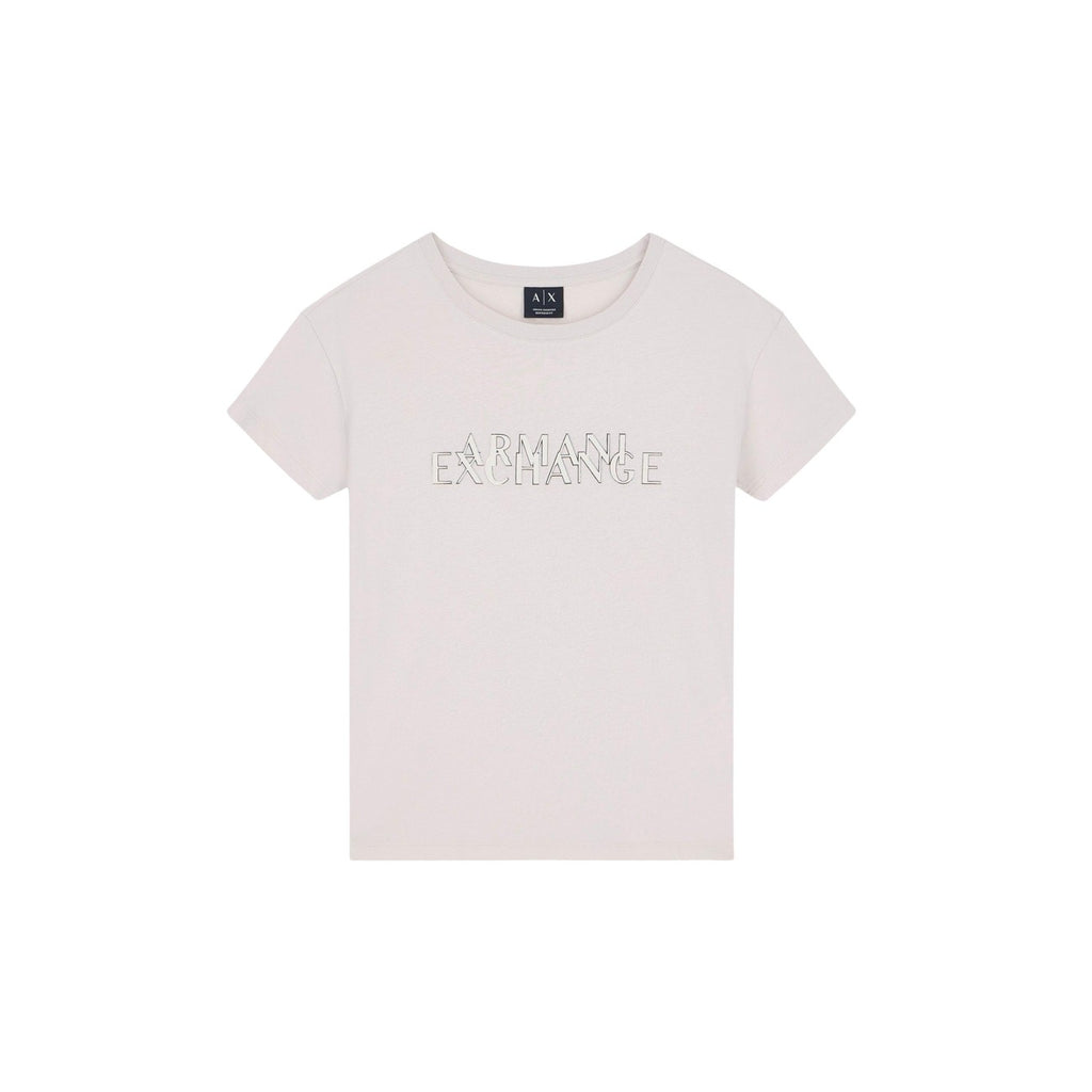 Armani Exchange — T-shirt imprimé beige en coton femme — vue 2