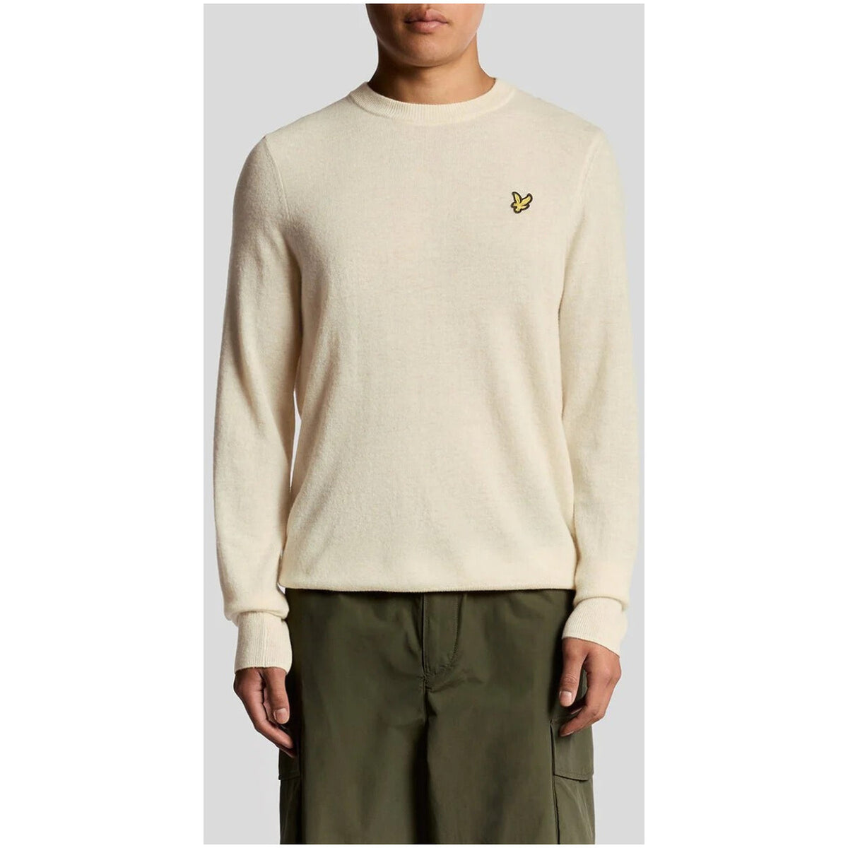 Lyle & Scott — Pull beige chiné en laine mélangée homme