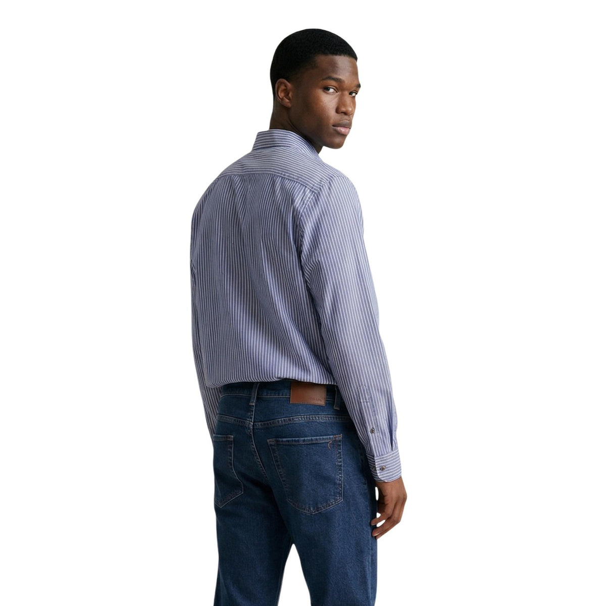 Armani Exchange — Chemise bleu clair en coton homme — vue 3