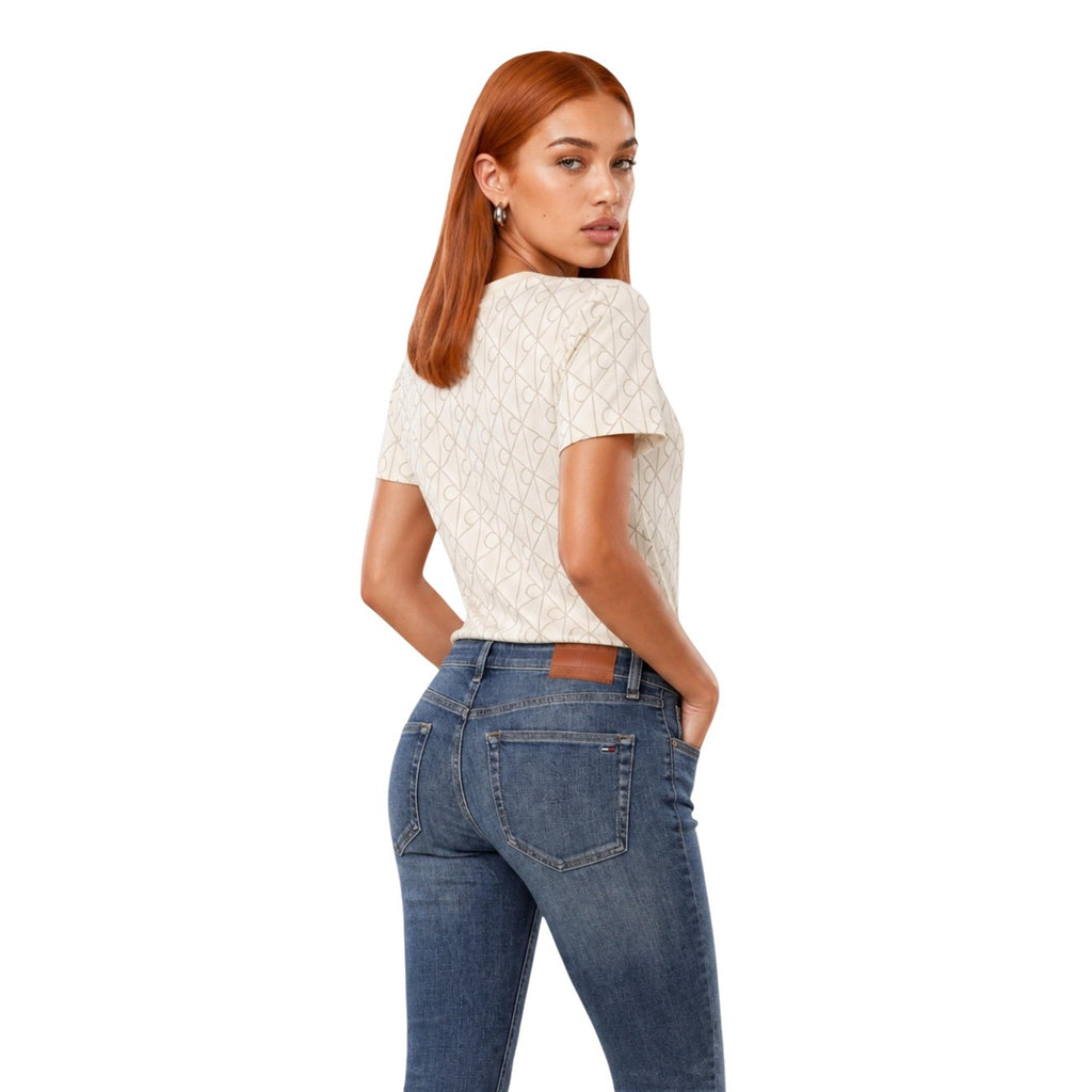 Calvin Klein Jeans – Weißes T-Shirt mit geometrischem Muster für Damen — Ansicht 4