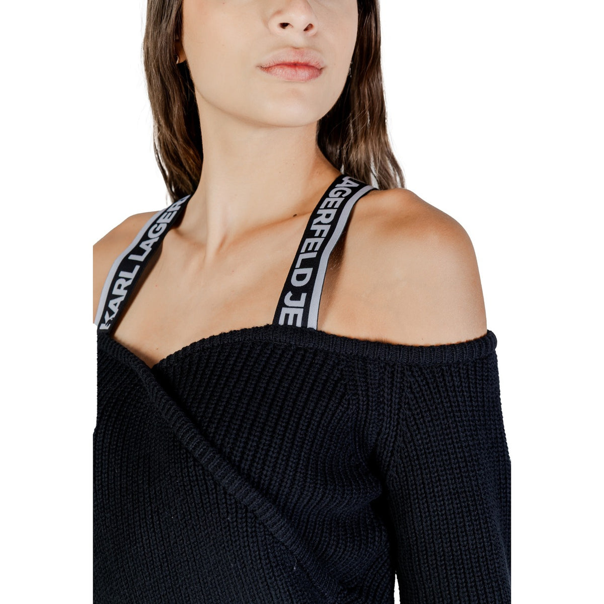 Karl Lagerfeld Jeans — Pull noir coton et laine femme — vue 5