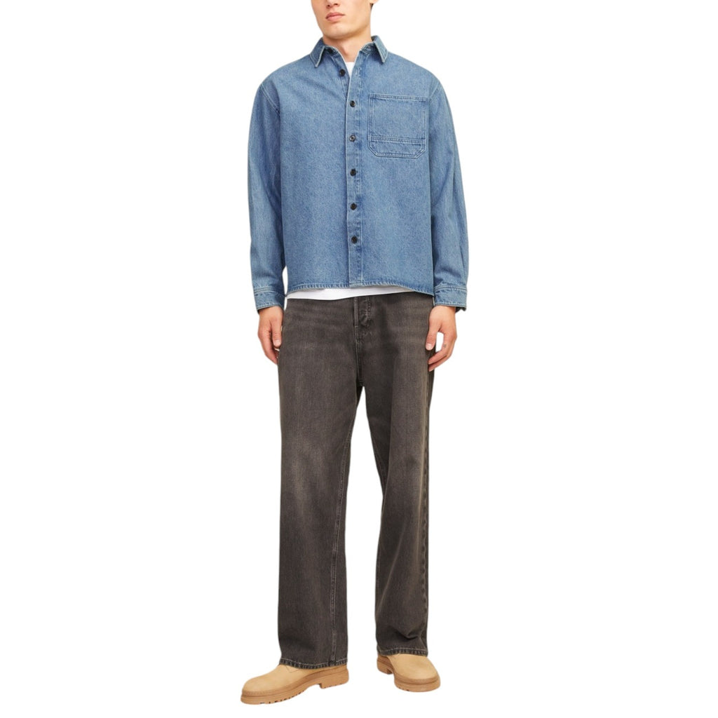 Jack & Jones — Men's Relaxed Fit Blue Denim Overshirt — view 2