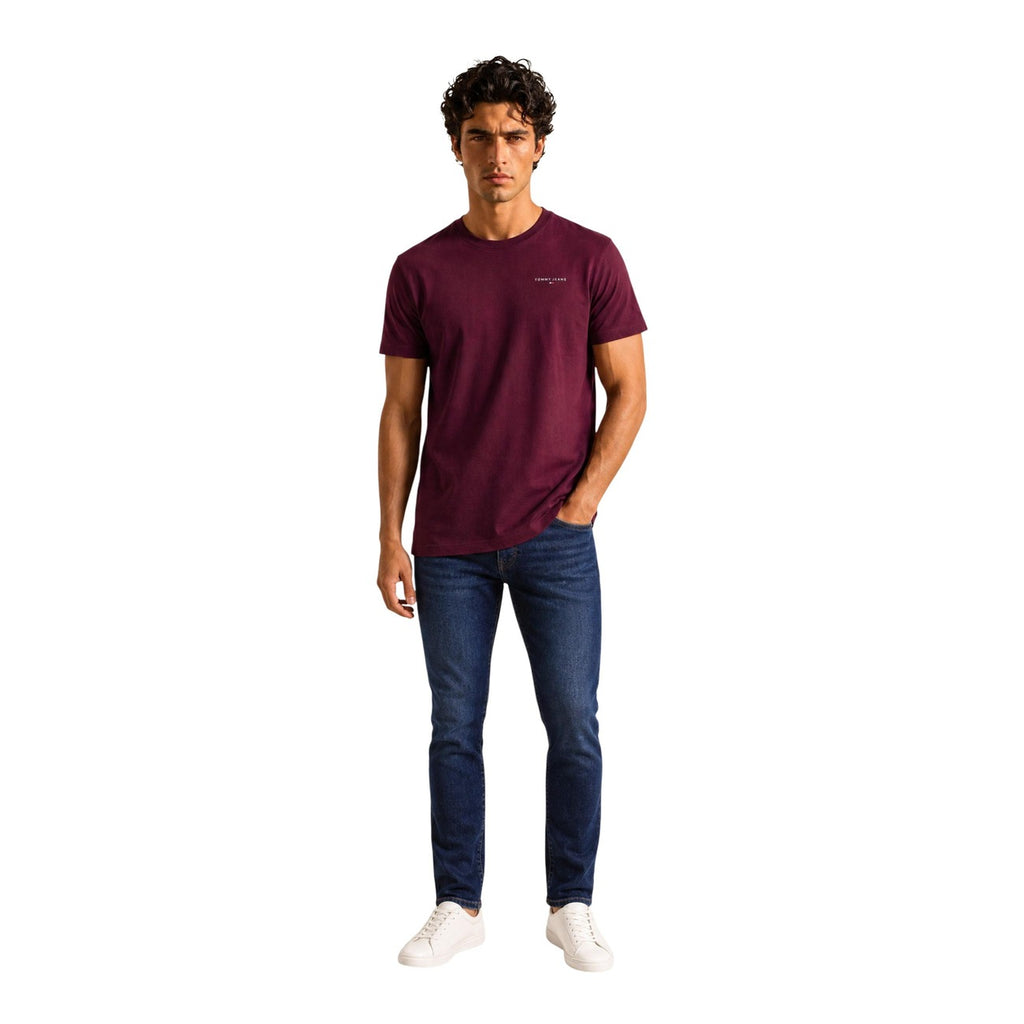 Tommy Jeans — Men’s burgundy organic cotton t-shirt — view 2