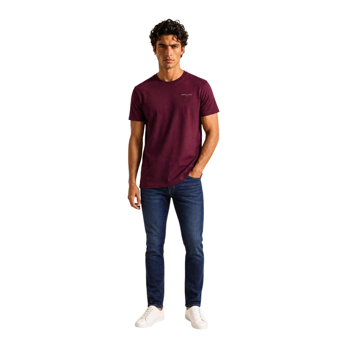 Tommy Jeans — Men’s burgundy organic cotton t-shirt — view 2