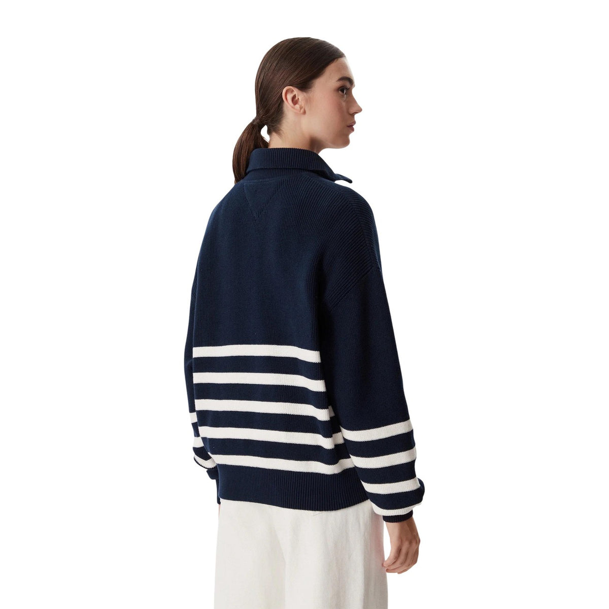 Tommy Jeans — Women’s blue striped organic cotton sweater — view 3