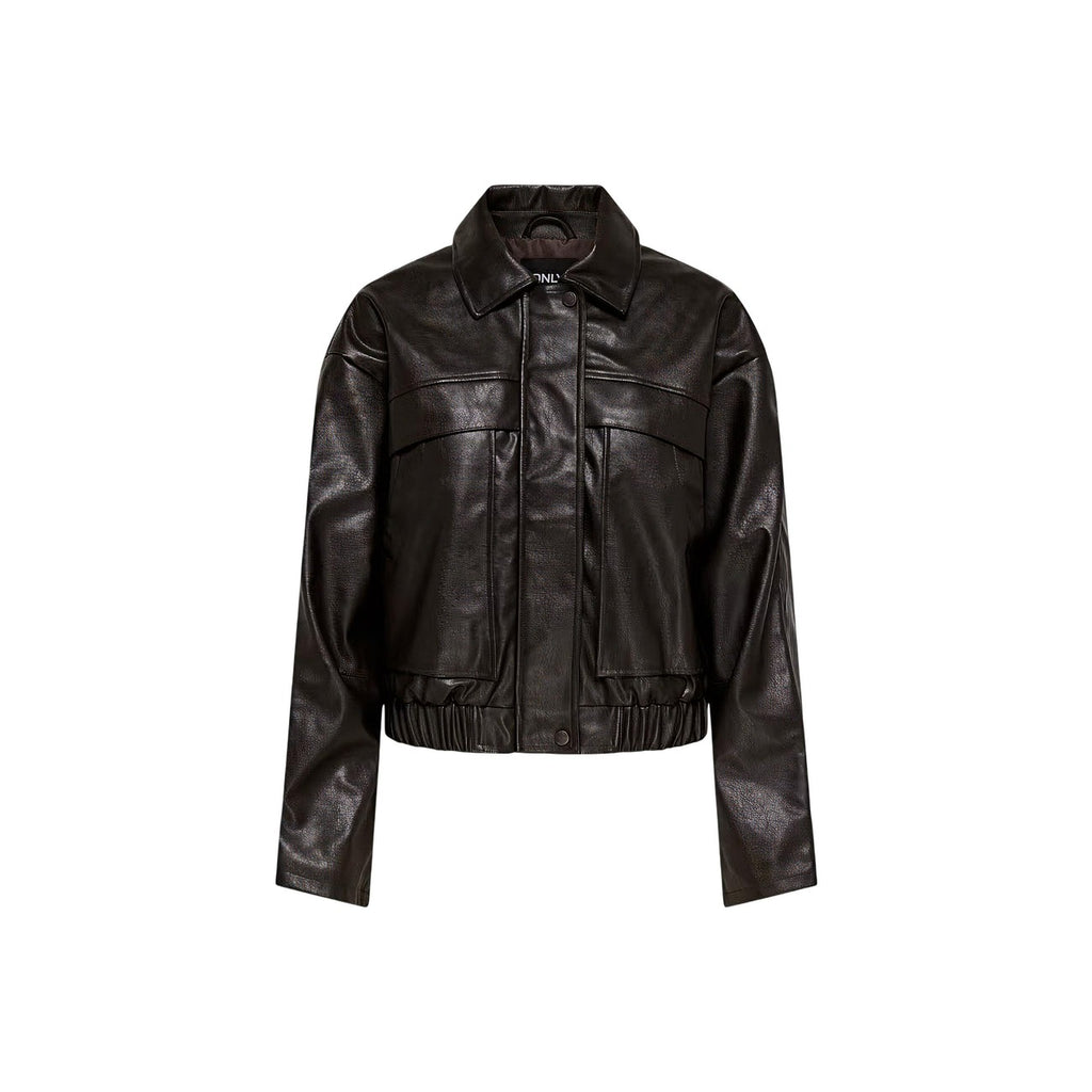 Only — ONLMELLE brown faux leather jacket for women — view 2