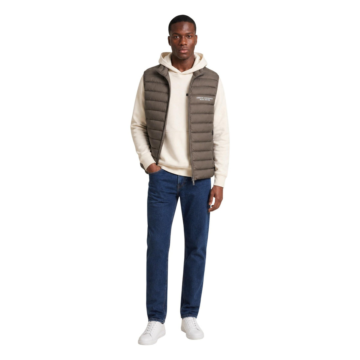 Armani Exchange — Gilet matelassé marron homme — vue 3