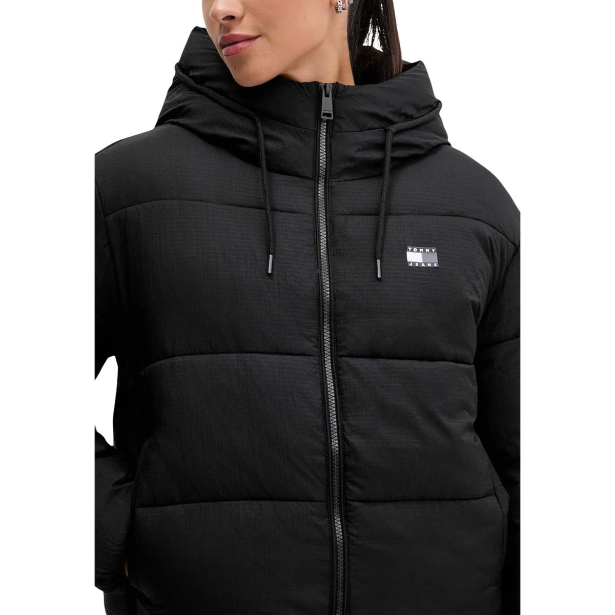 Tommy Jeans — Doudoune à capuche en ripstop noire femme — vue 4