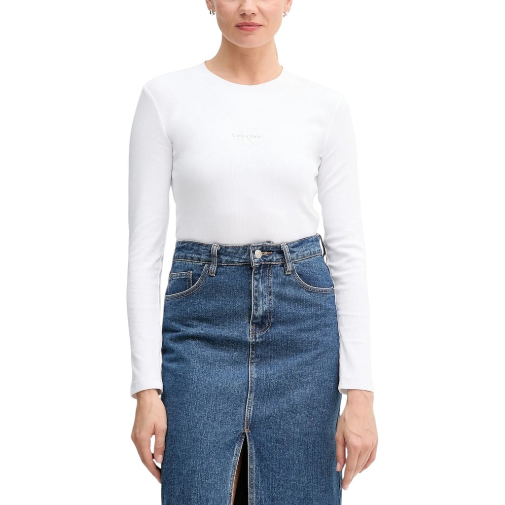Calvin Klein Jeans – Damen-Stretch-T-Shirt LV047A803G weiß