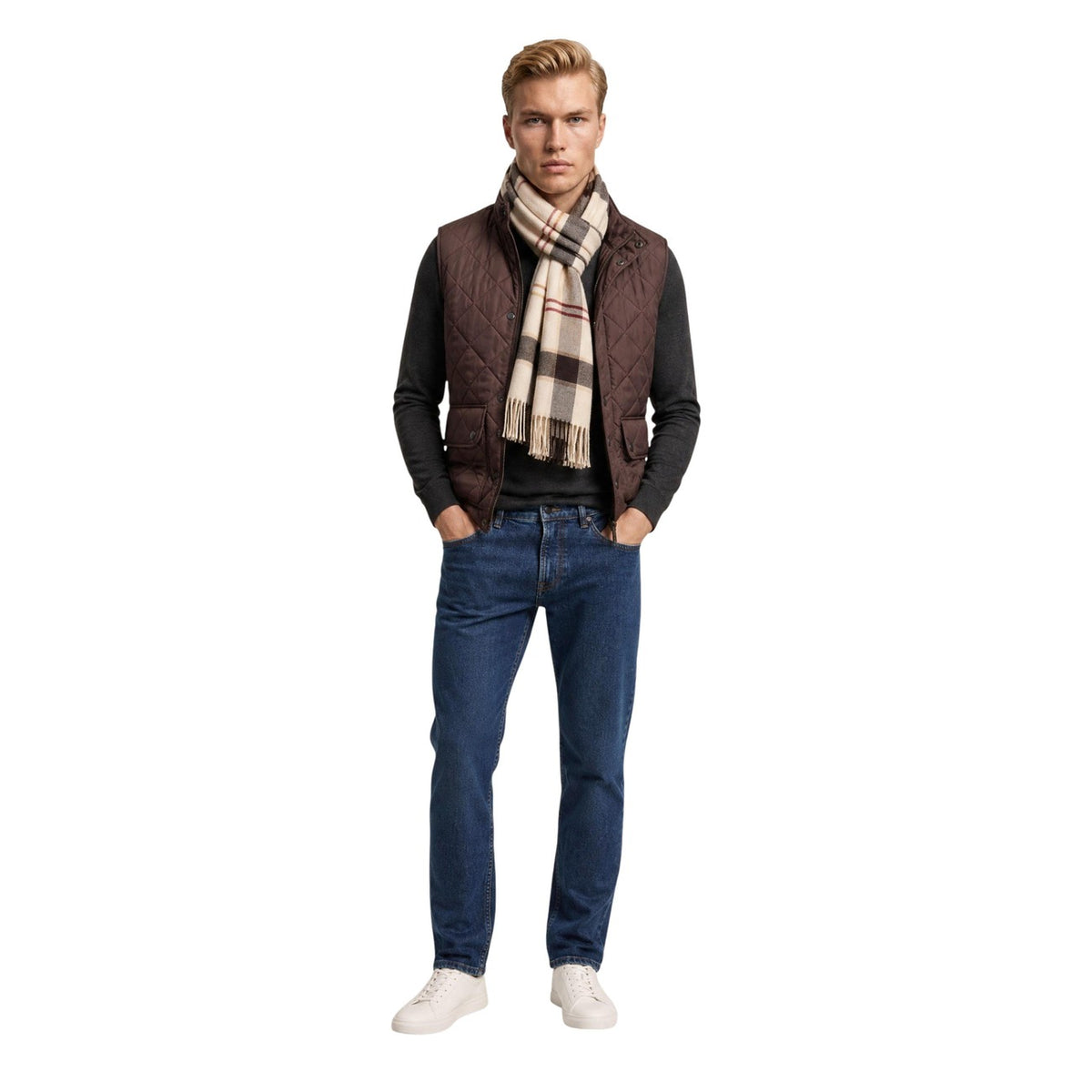 Barbour — Witte Harriet Tartan herensjaal — afbeelding 3