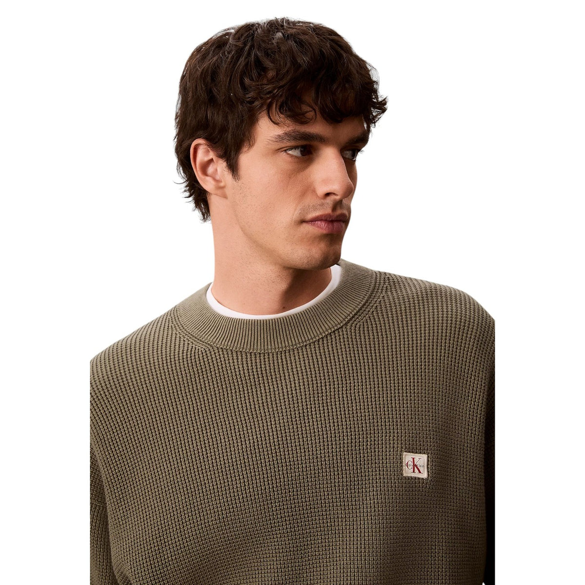 Calvin Klein Jeans – Langarm-Oberteil EZ Cotton Waffle für Herren, Grün — Ansicht 2