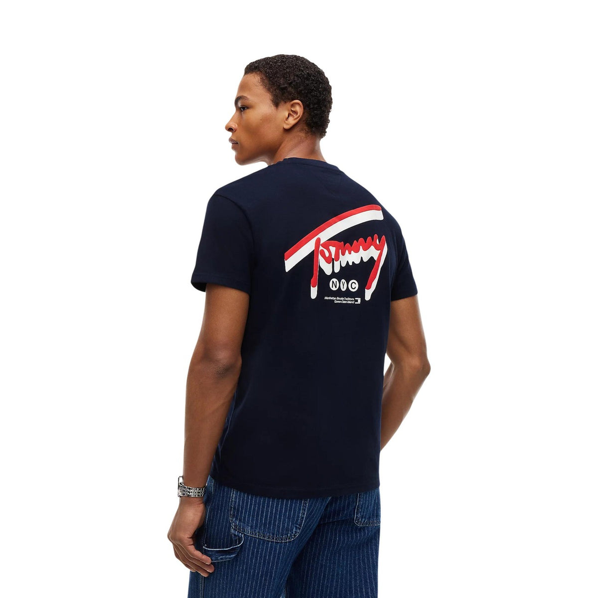 Tommy Jeans — Men's blue organic cotton t-shirt — view 4