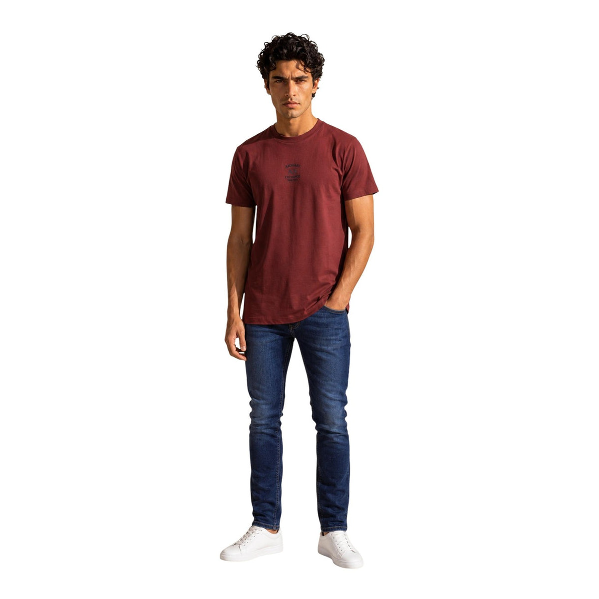 Armani Exchange — T-shirt en coton rouge homme — vue 4