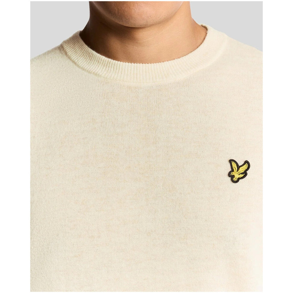 Lyle & Scott — Pull beige chiné en laine mélangée homme — vue 3