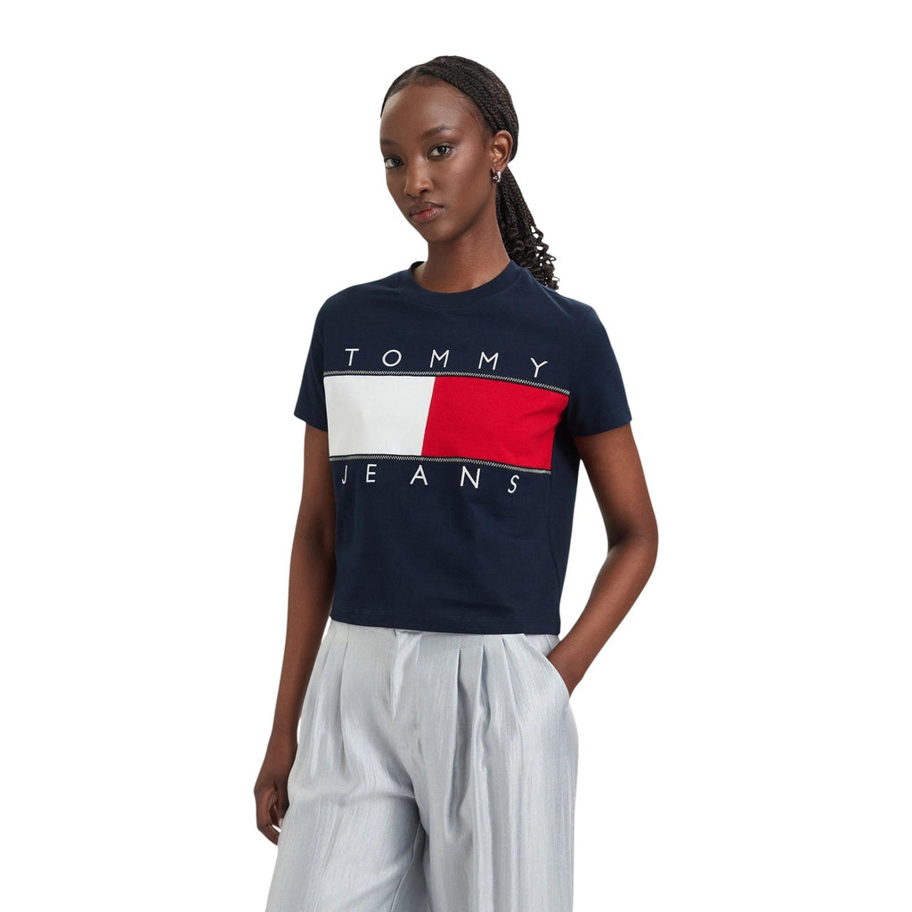 Tommy Jeans — Blauw T-shirt met print van biologisch katoen voor dames