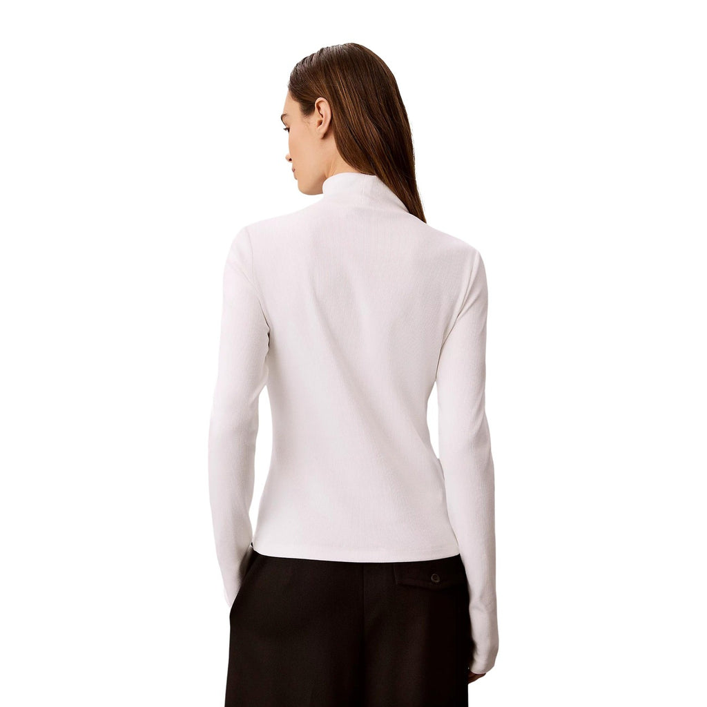 Calvin Klein Jeans — Women's LS Woven Label Turtleneck Sweater White — view 5