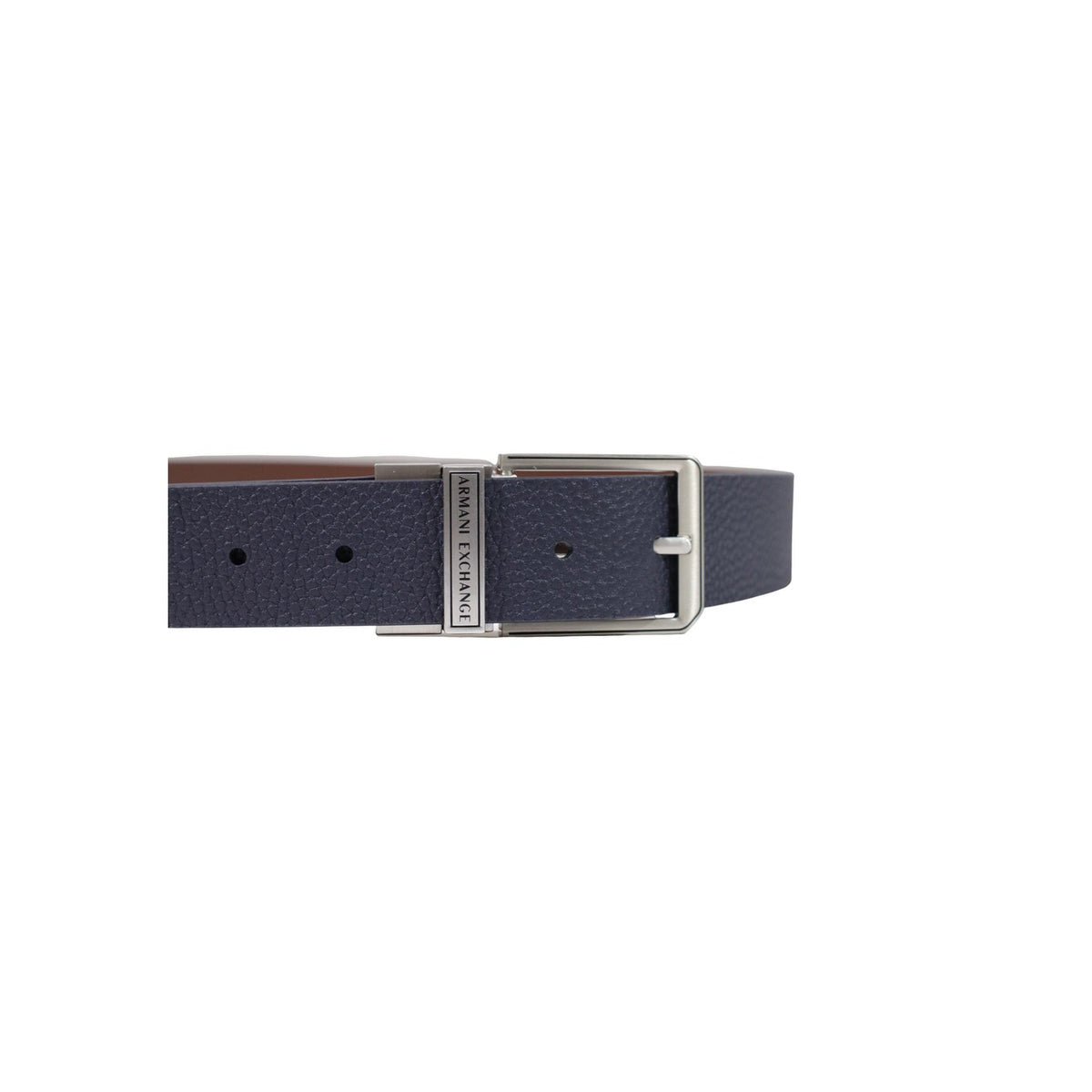 Armani Exchange — Blauer Herrengürtel aus Leder — Ansicht 2