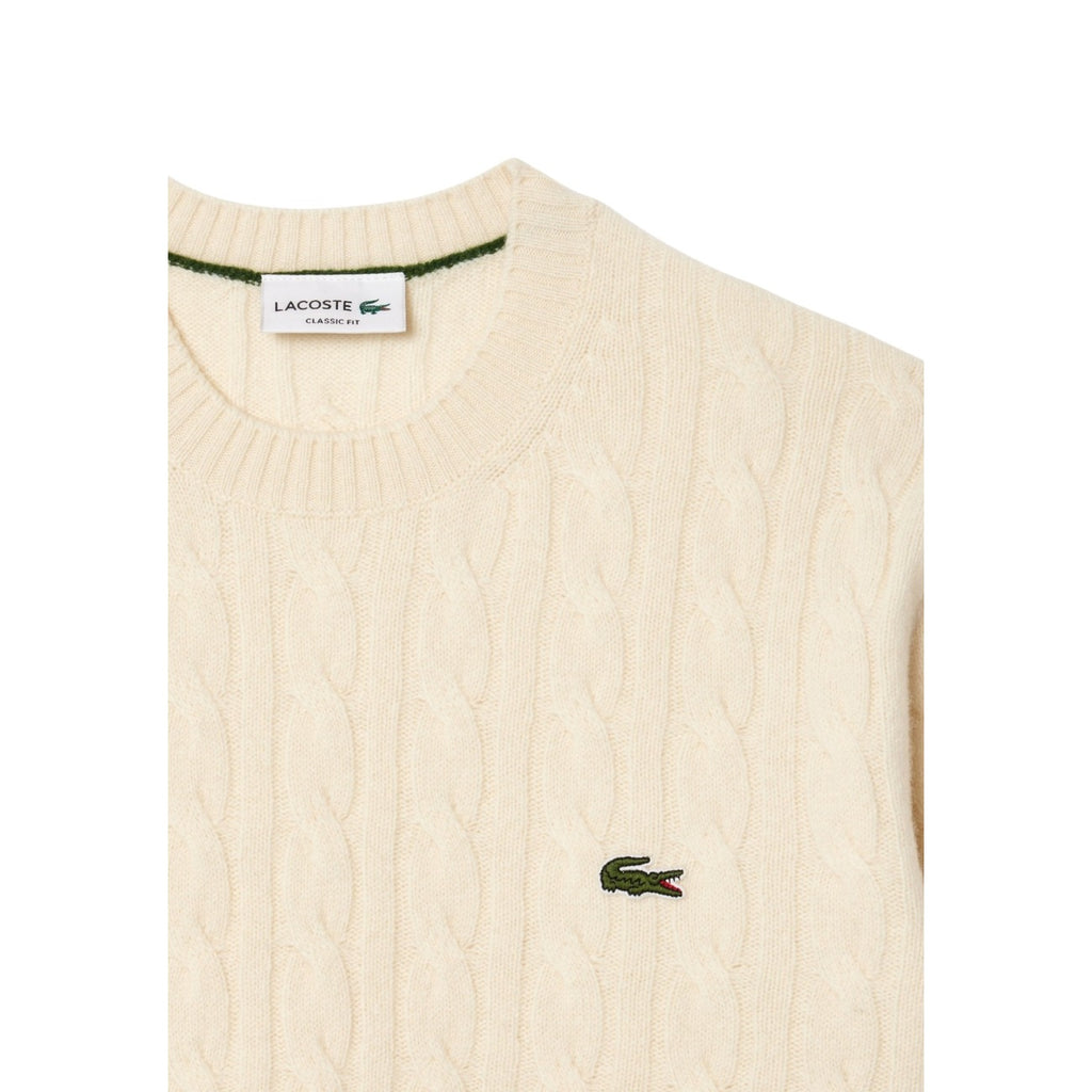 Lacoste — Men's AH2924 white cable-knit wool sweater — view 2