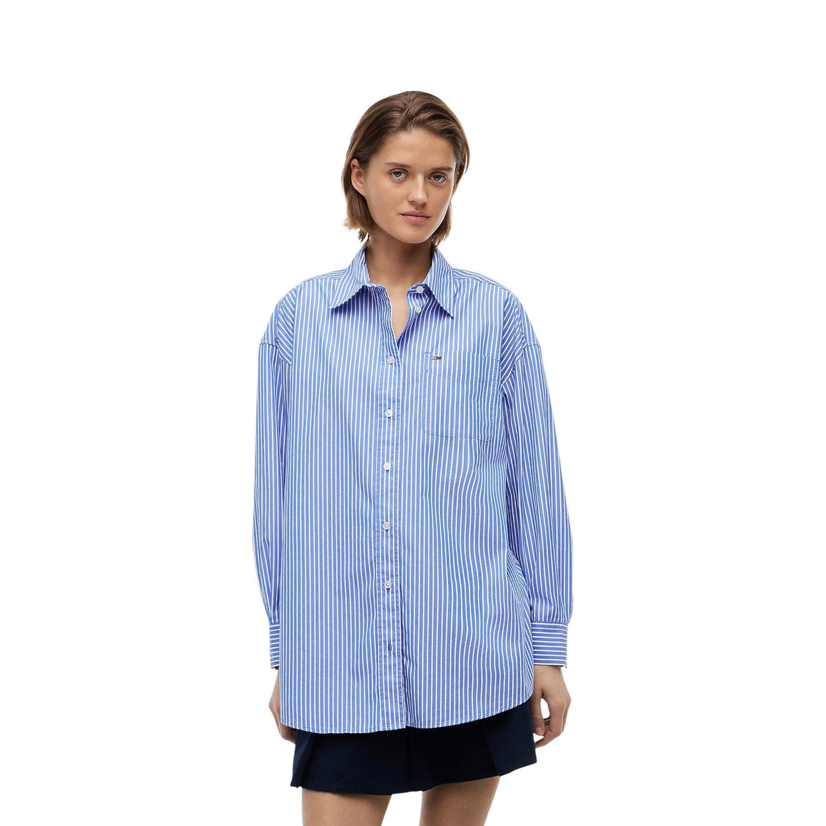Tommy Jeans — Chemise bleue rayée femme