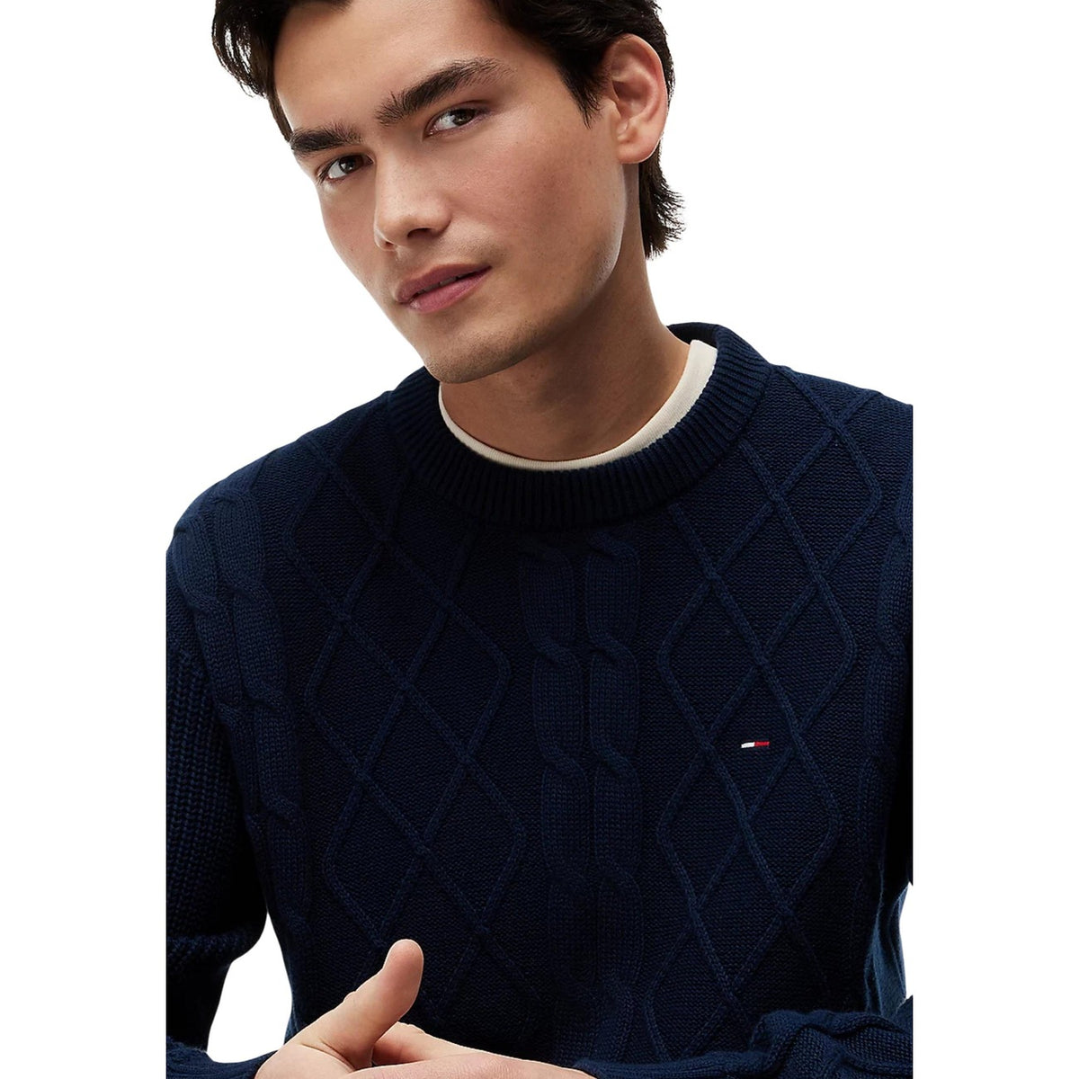 Tommy Jeans — Men’s blue organic cotton sweater — view 3