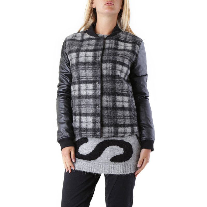525 — Veste à carreaux noire femme